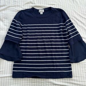Jaclyn Smith Navy and White Striped Top
